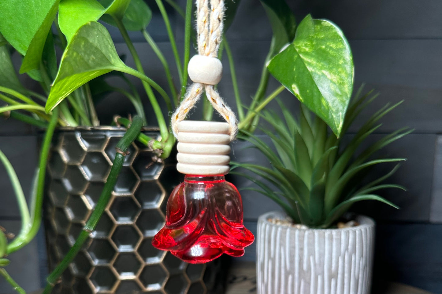 Scented Car Air Freshener | Rose Shaped Hanging Car Air Diffuser
