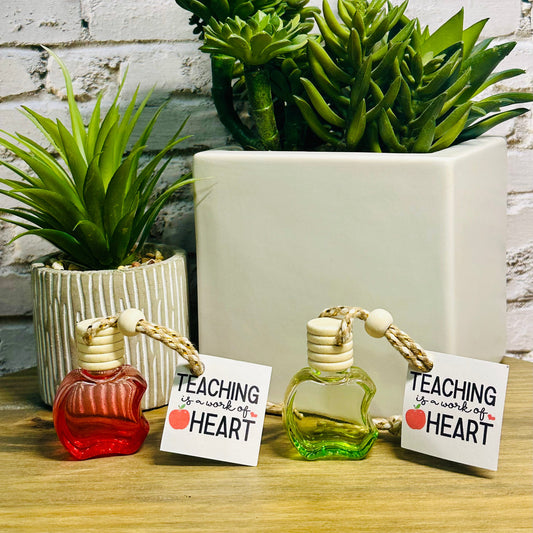 “Teaching Is A Work of Heart” Apple Car Diffuser | Teacher Appreciation Gift | Apple Car Freshener