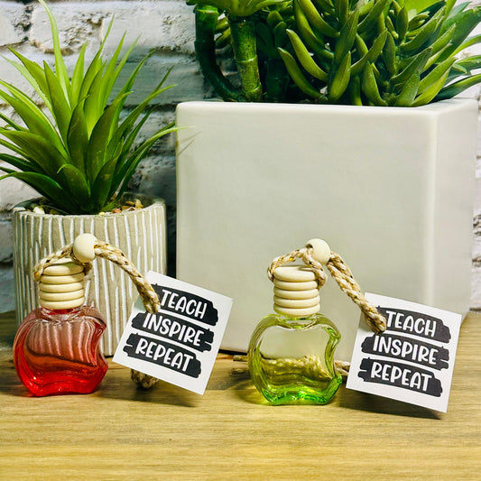 “Teach. Inspire. Repeat.” Apple Car Diffuser | Teacher Appreciation Gift | Apple Car Freshener